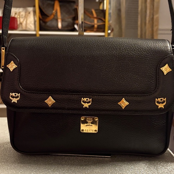 MCM Black Crossbody Bag with Gold Accents - Picture 3 of 8